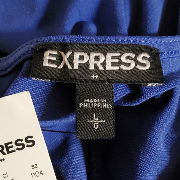Express Blue Sleeveless Surplice Faux Wrap Dress Size L - Picture 7 of 8